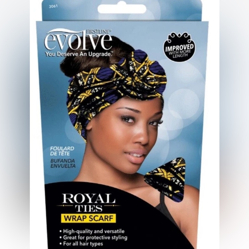 REVOLVE Royal Ties Wrap Scarf Hair Headwrap - Navy and Yellow-Gold - New In Box